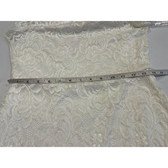 ODCOCD Womens Lace Sheath Mini Dress Cap Sleeve Crew Neck White Size Medium - Picture 7 of 8